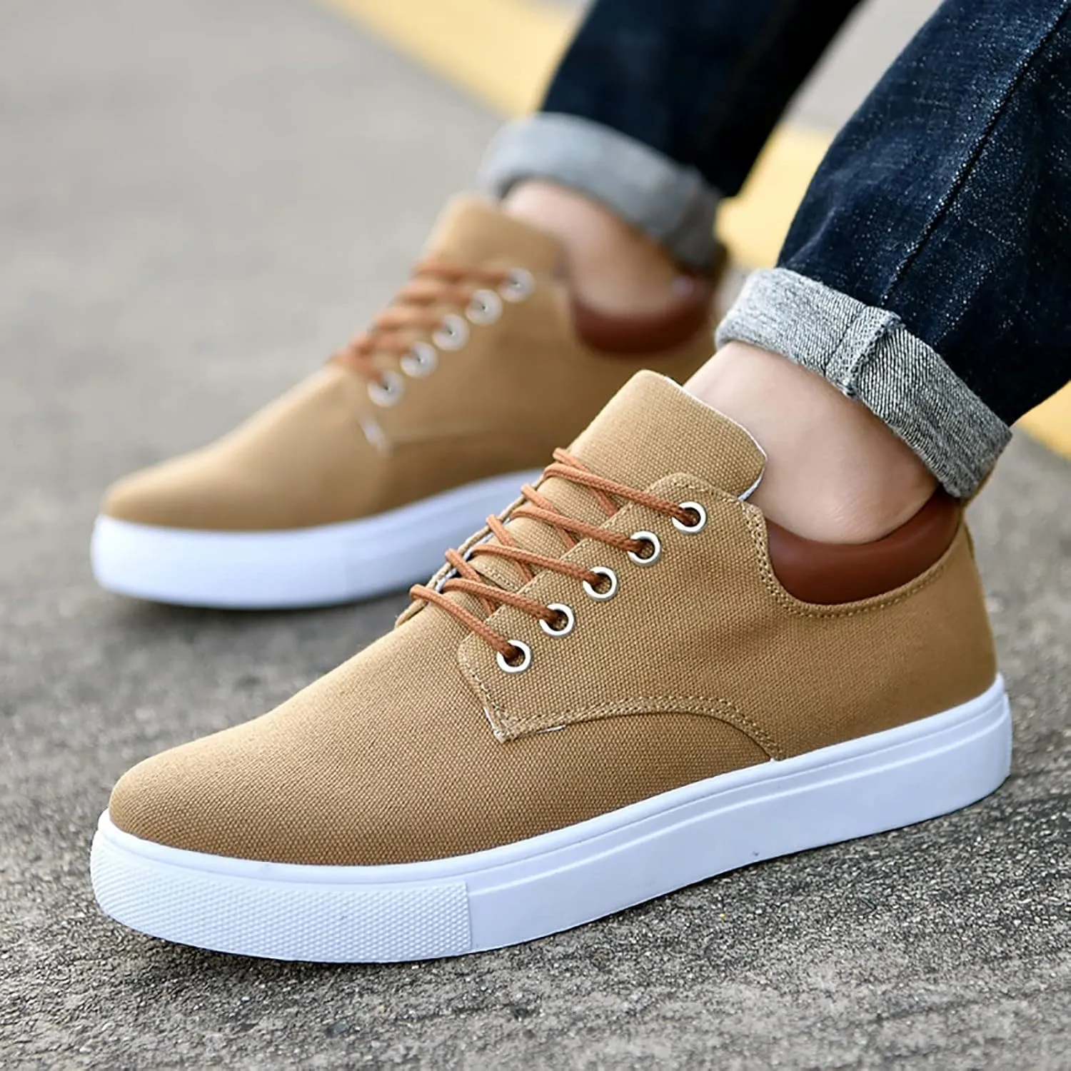 BORAMAX Men's Black Low Top Shoes Canvas Sneaker with Soft Insole Causal Dress Shoes for Men Comfortable Walking Shoes