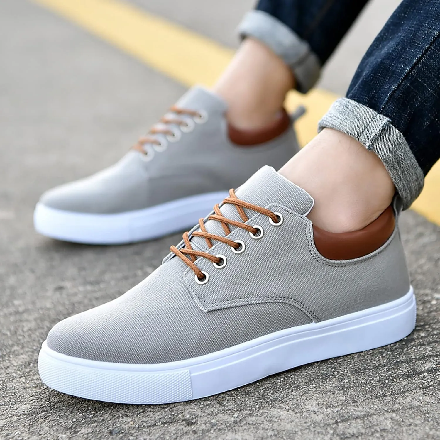 BORAMAX Men's Black Low Top Shoes Canvas Sneaker with Soft Insole Causal Dress Shoes for Men Comfortable Walking Shoes