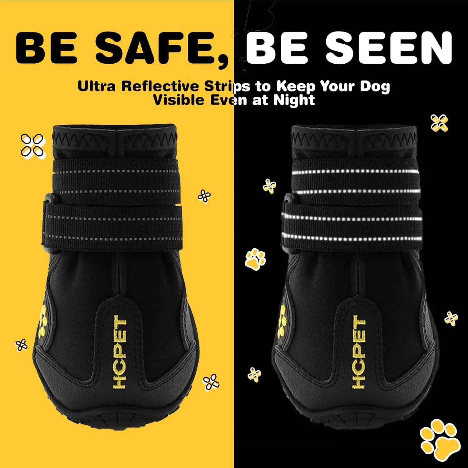 Dog Shoes, Dog Boots for Large Dogs, Waterproof Dog Booties Paw Protector for Summer Hot Pavement, Winter Snowy Day, Outdoor Walking, Indoor Hardfloors anti Slip Sole Black Size 6