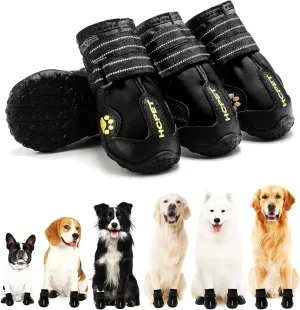 Dog Shoes, Dog Boots for Large Dogs, Waterproof Dog Booties Paw Protector for Summer Hot Pavement, Winter Snowy Day, Outdoor Walking, Indoor Hardfloors anti Slip Sole Black Size 6