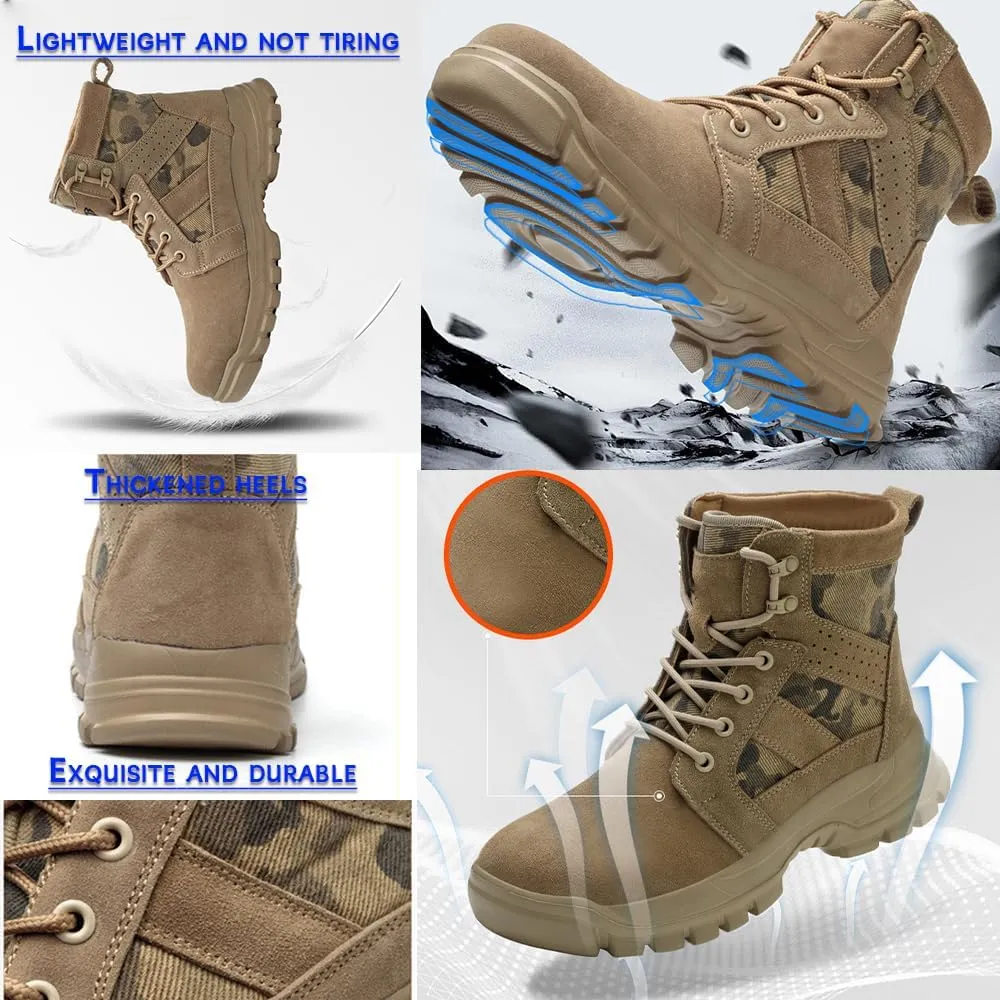 High-Top Safety Work Shoes for Men - Steel Toe, Puncture & Smash Resistant, Wear-Resistant, Anti-Skid, Air Cushioned Protection Sneakers for Outdoor & Heavy Duty Jobs