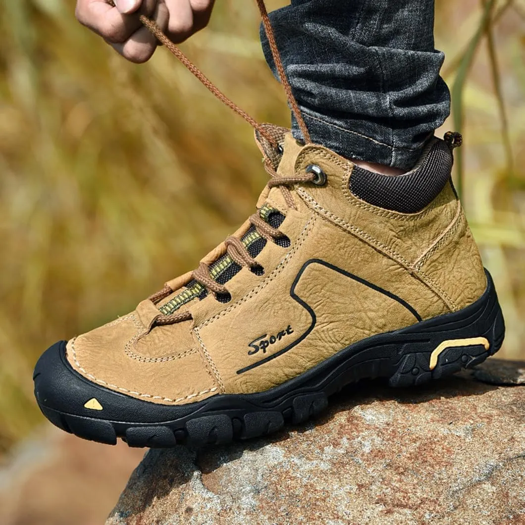 Hiking Shoes for Men Waterproof Non-Slip Durable Outdoor Travel High top Shoes Comfort Black/Brown