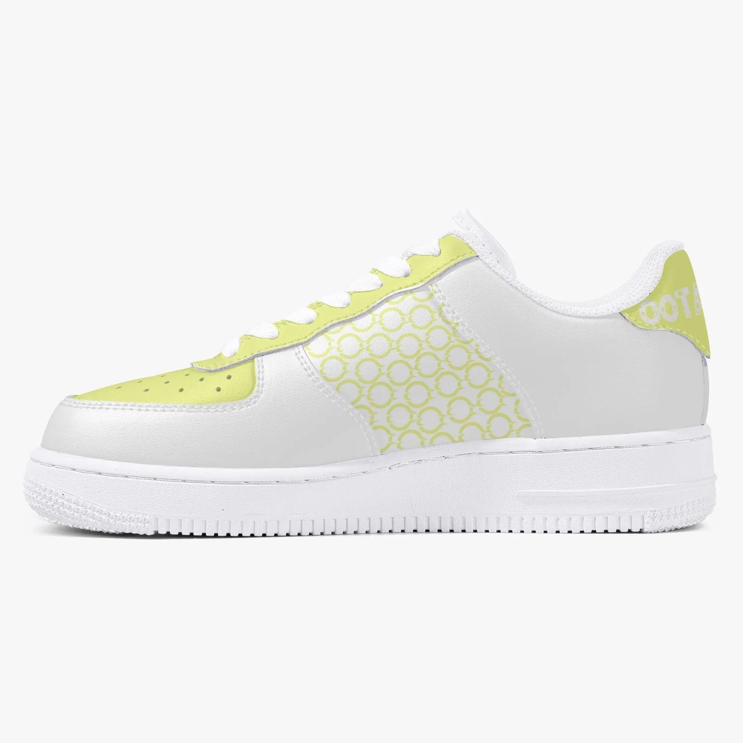 Low-Top Leather Sports Sneakers Yellow