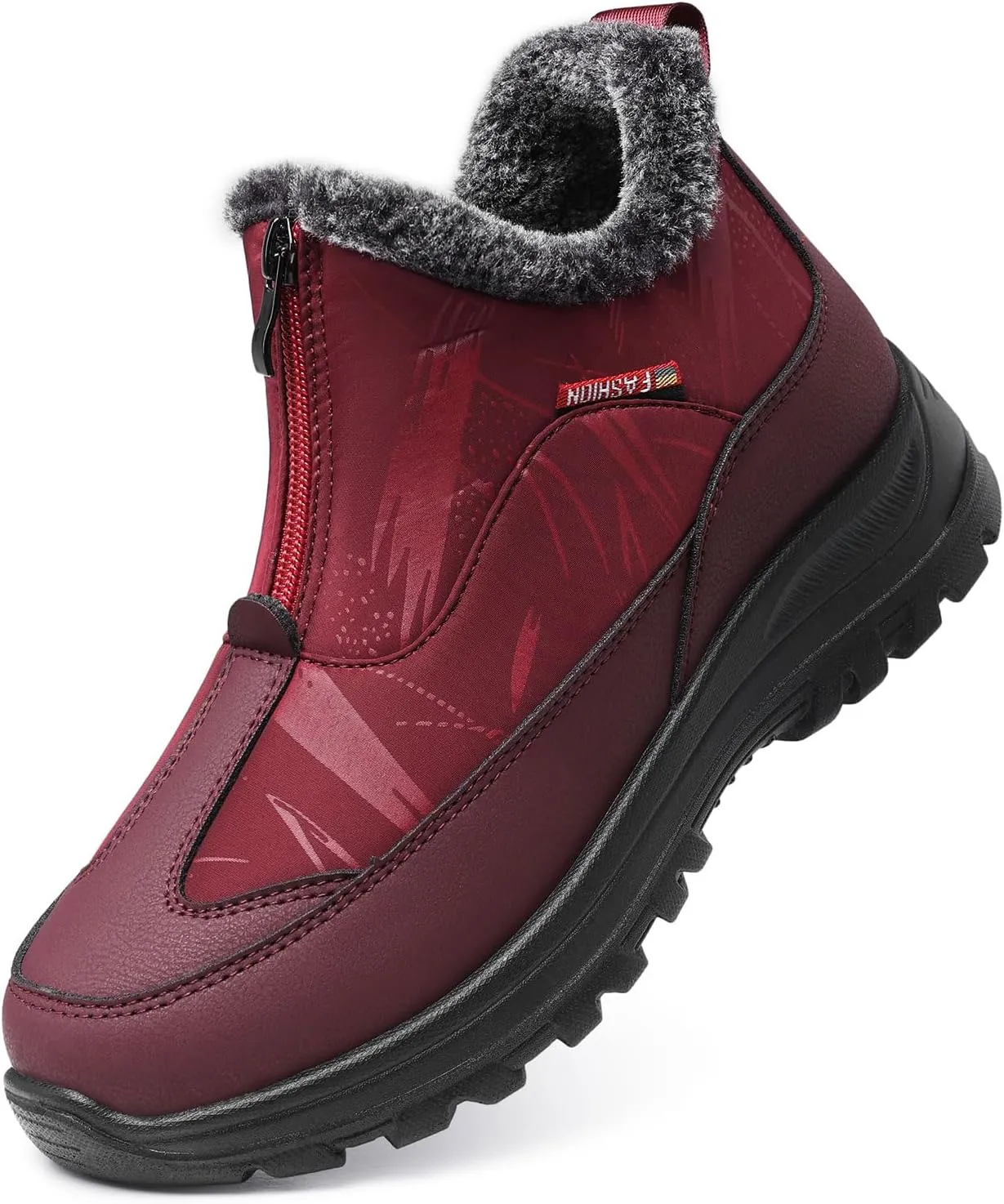 TEMOFON Winter Snow Boots for Women: Slip on Waterproof Boots - Insulated Warm Fur Lined Walking Outdoor Ankle Booties Size 5-10.5