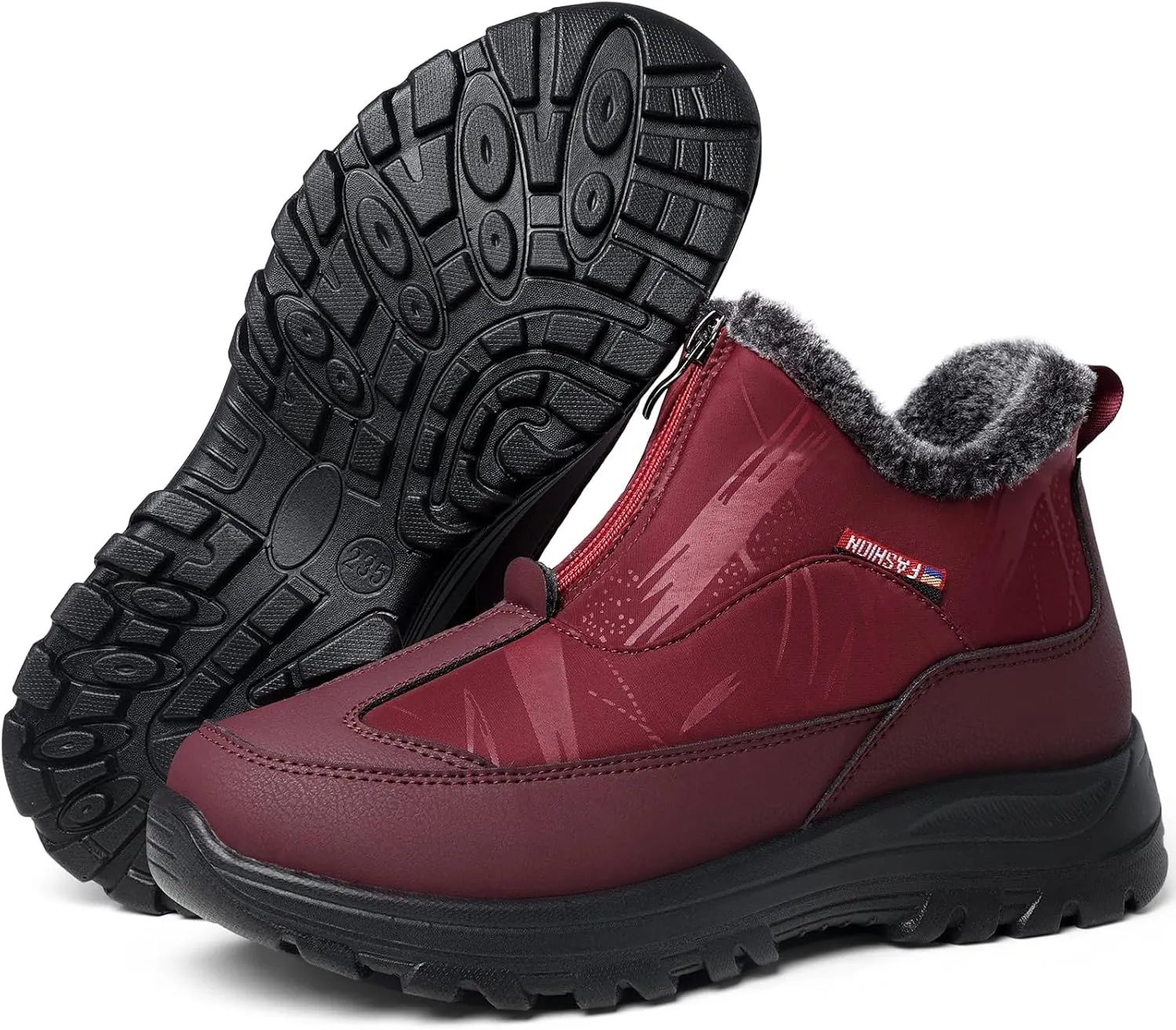 TEMOFON Winter Snow Boots for Women: Slip on Waterproof Boots - Insulated Warm Fur Lined Walking Outdoor Ankle Booties Size 5-10.5