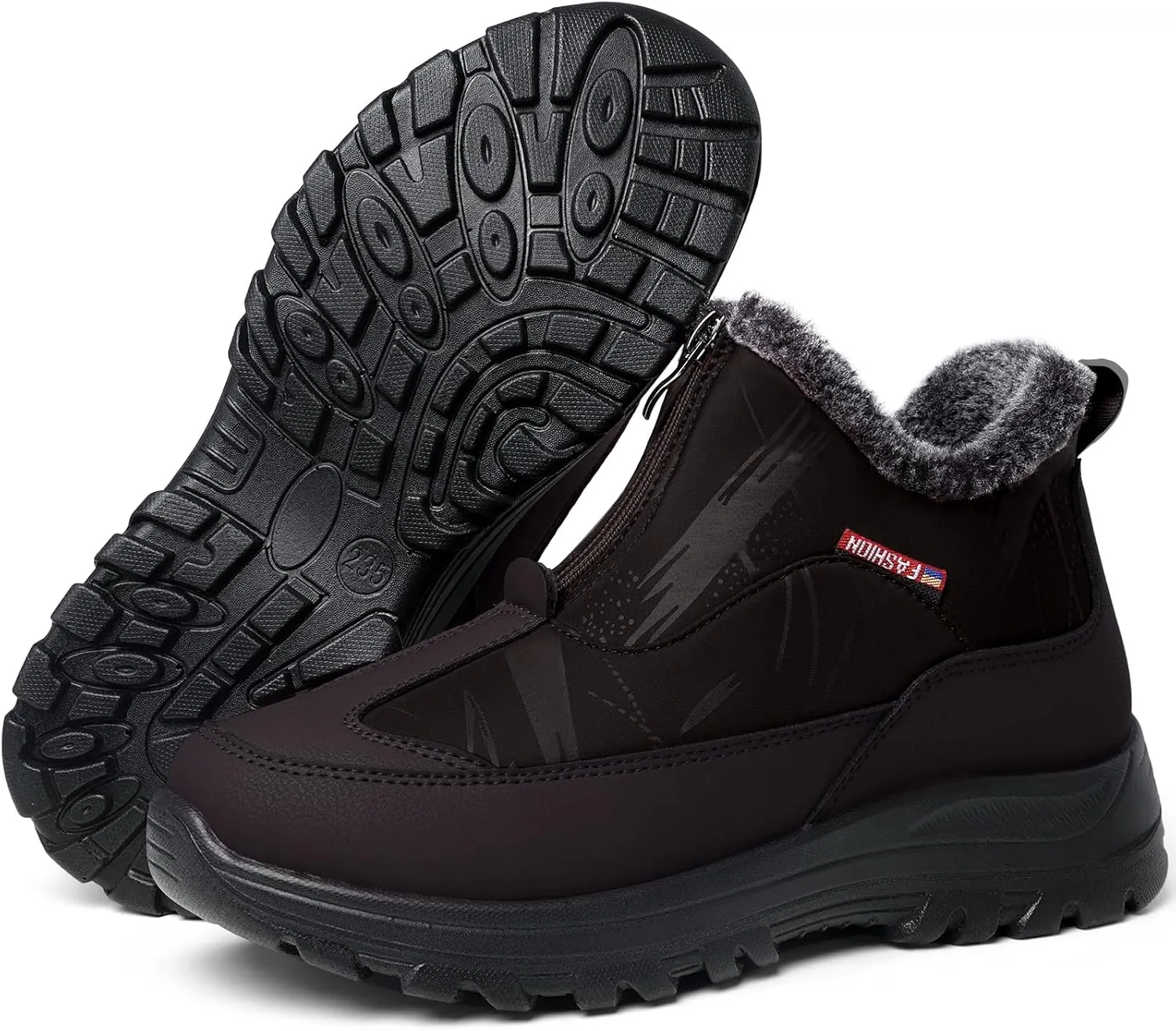 TEMOFON Winter Snow Boots for Women: Slip on Waterproof Boots - Insulated Warm Fur Lined Walking Outdoor Ankle Booties Size 5-10.5