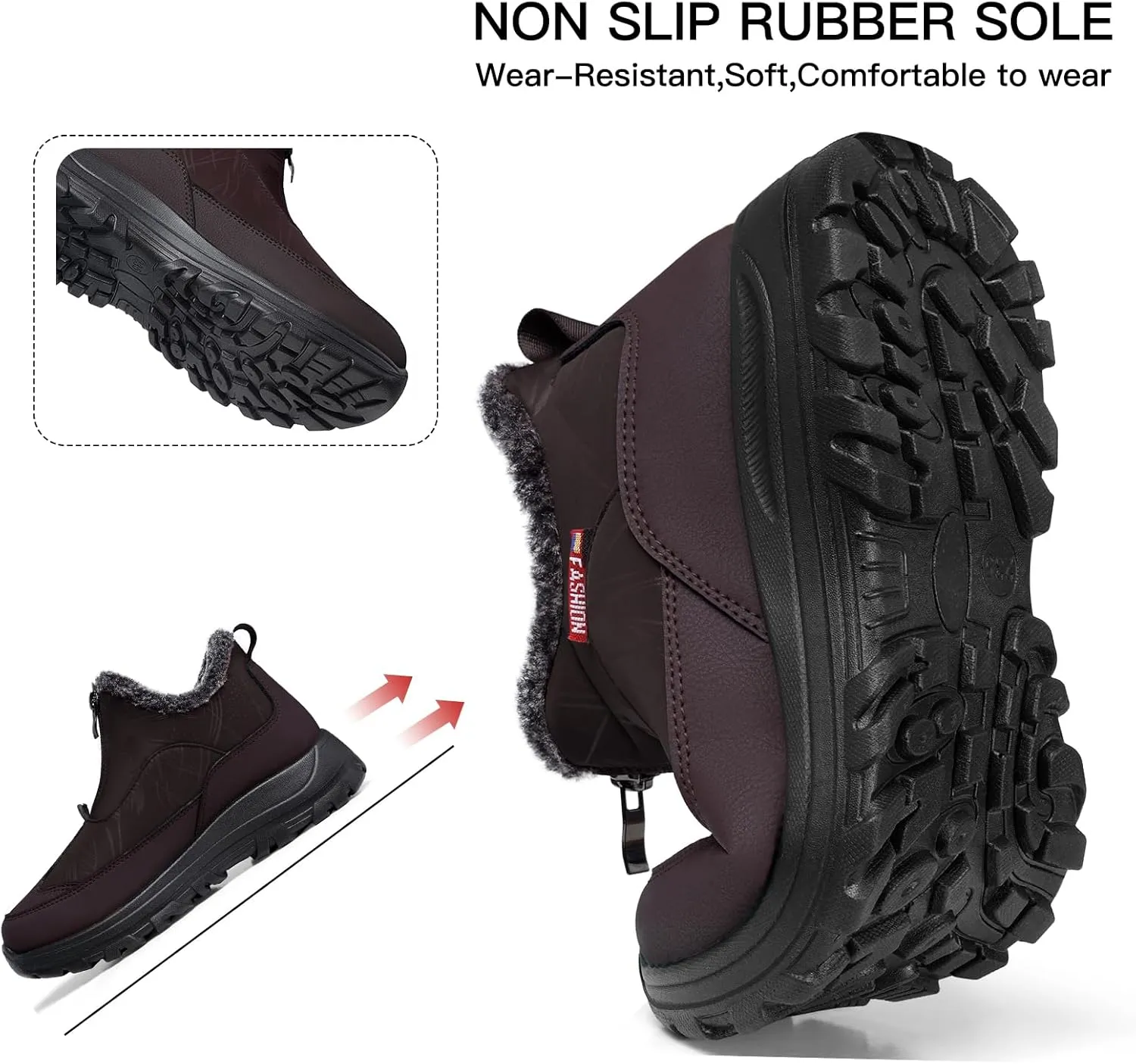 TEMOFON Winter Snow Boots for Women: Slip on Waterproof Boots - Insulated Warm Fur Lined Walking Outdoor Ankle Booties Size 5-10.5