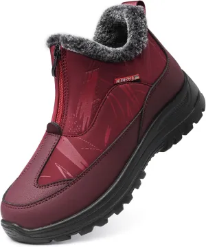 TEMOFON Winter Snow Boots for Women: Slip on Waterproof Boots - Insulated Warm Fur Lined Walking Outdoor Ankle Booties Size 5-10.5