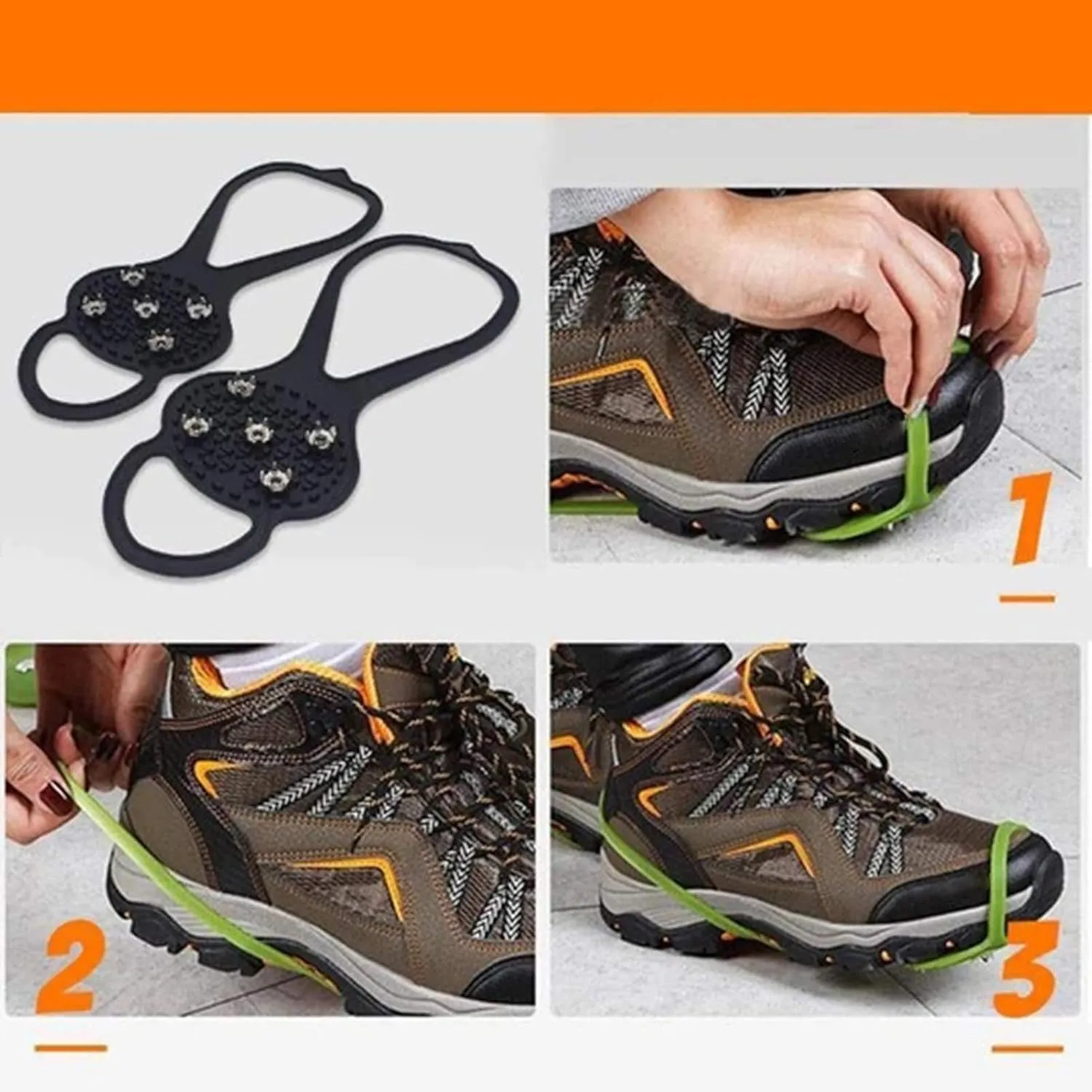 VALINK Universal Non-Slip Gripper Spikes Anti-Slip Over Shoe Durable Cleats with Good Elasticity Easy to Pull On or Take Off