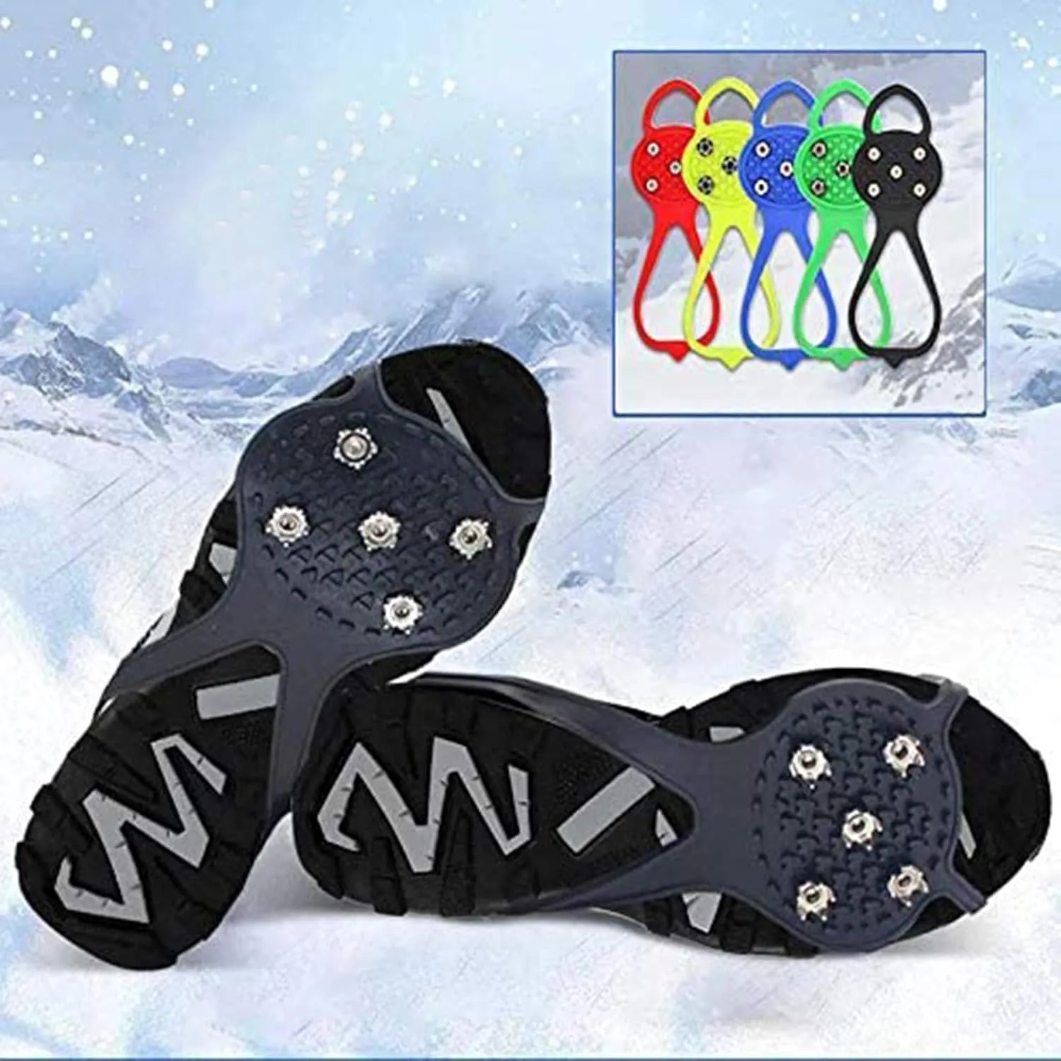 VALINK Universal Non-Slip Gripper Spikes Anti-Slip Over Shoe Durable Cleats with Good Elasticity Easy to Pull On or Take Off