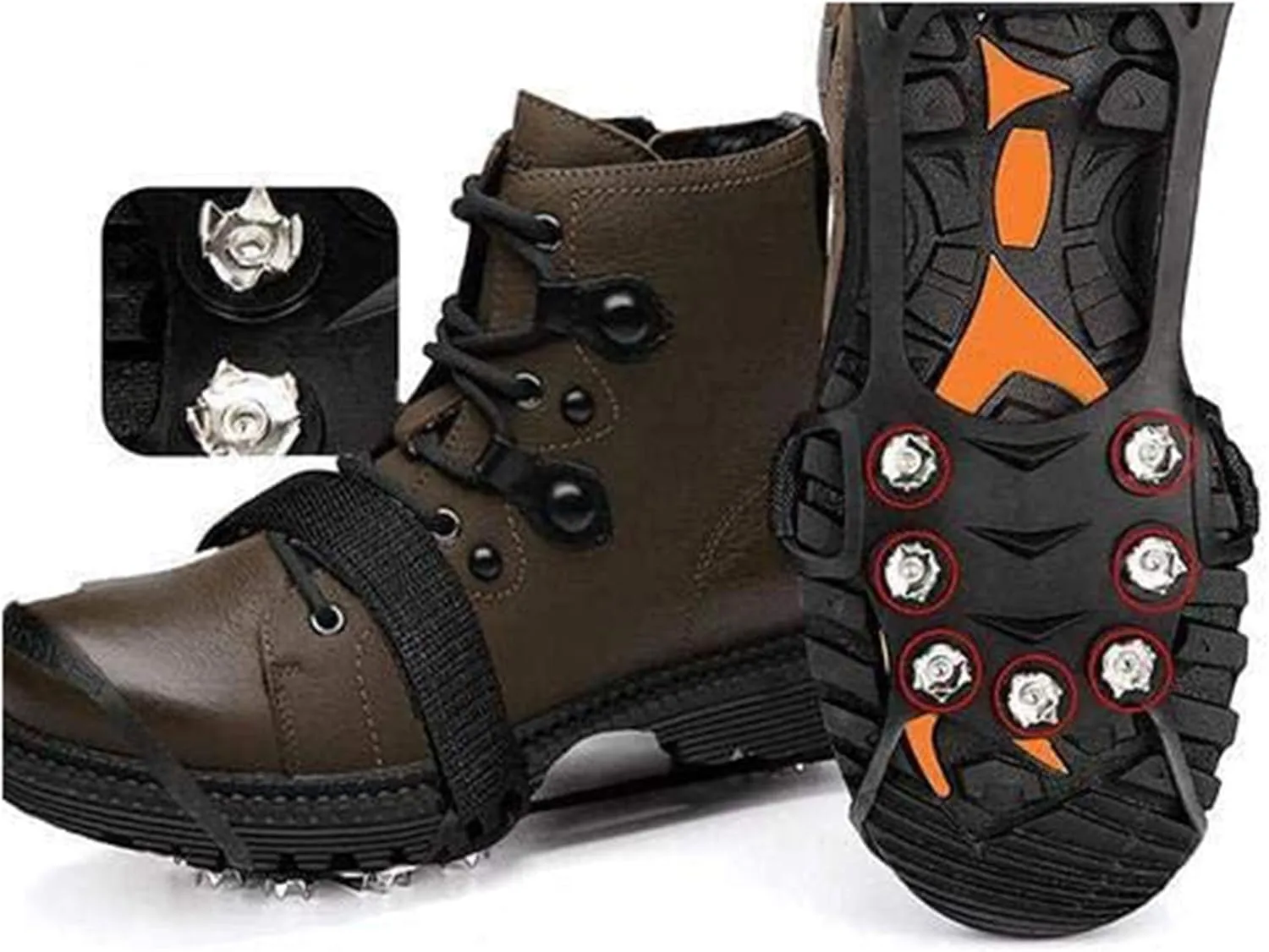 VALINK Universal Non-Slip Gripper Spikes Anti-Slip Over Shoe Durable Cleats with Good Elasticity Easy to Pull On or Take Off