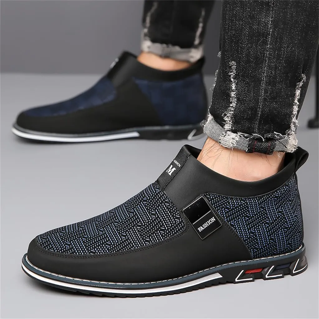 Veslexth Men Mid Top Shoes Casual Slip On Loafers Durable Fashion Boots Male Dress Sneakers