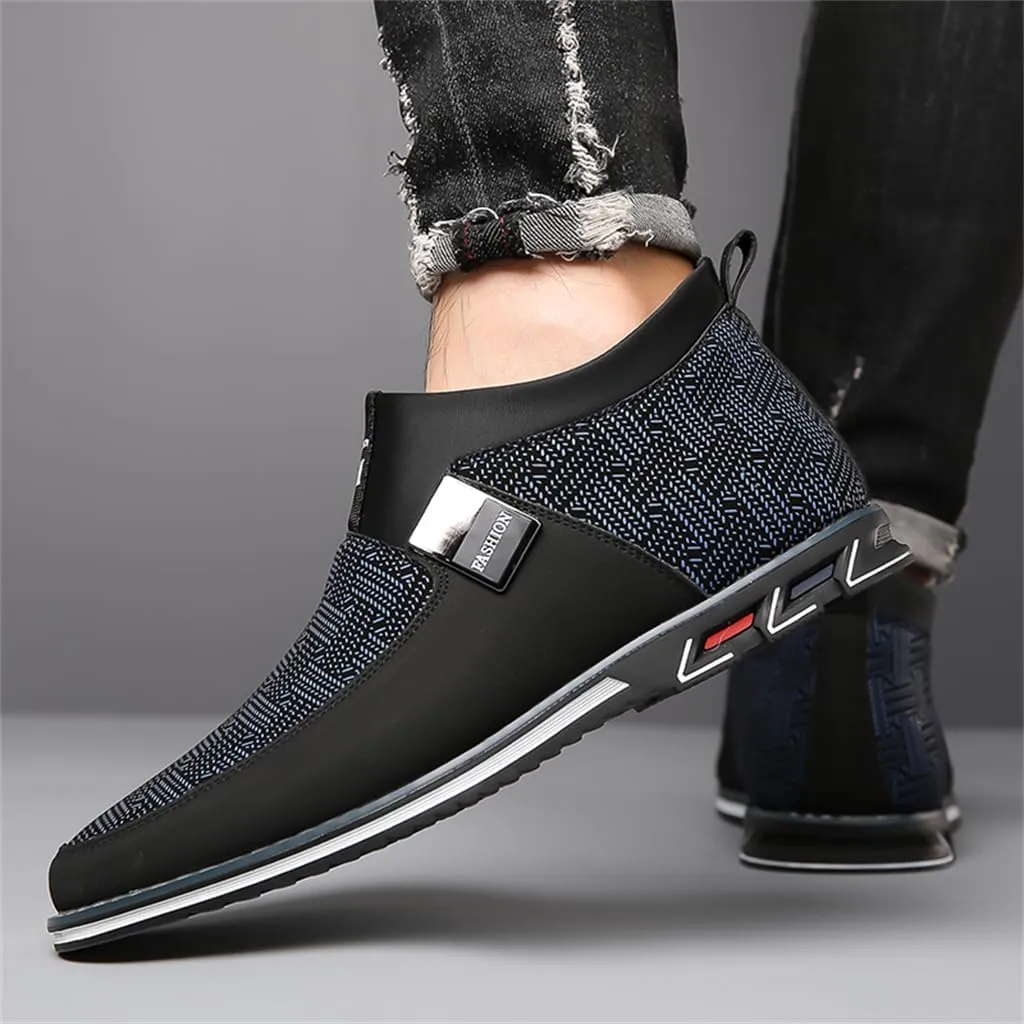 Veslexth Men Mid Top Shoes Casual Slip On Loafers Durable Fashion Boots Male Dress Sneakers