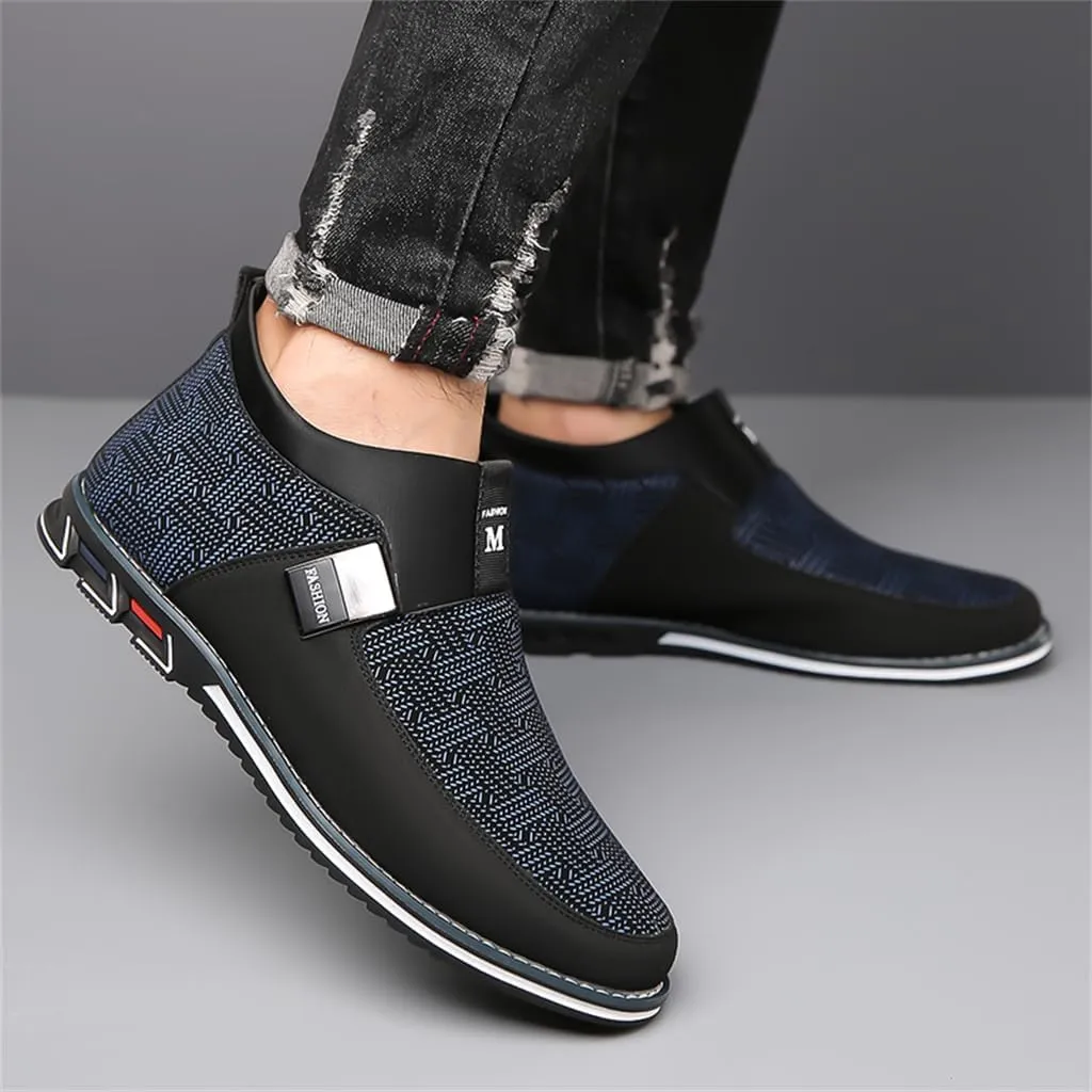 Veslexth Men Mid Top Shoes Casual Slip On Loafers Durable Fashion Boots Male Dress Sneakers
