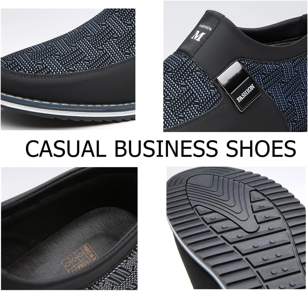 Veslexth Men Mid Top Shoes Casual Slip On Loafers Durable Fashion Boots Male Dress Sneakers