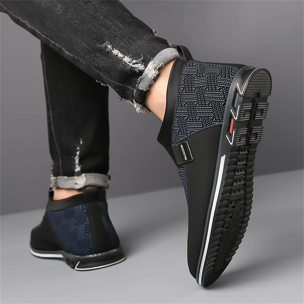 Veslexth Men Mid Top Shoes Casual Slip On Loafers Durable Fashion Boots Male Dress Sneakers